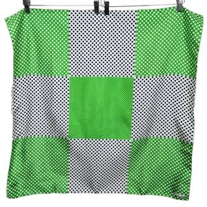 Echo Vintage Silk Polka Dot Square Scarf Green White Navy Blue Evening Womens OS